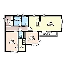 ベルアンジュール 2LDKの間取図画像