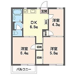 サンハイツ長島 3DKの間取図画像
