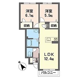 アミコート 2LDKの間取図画像