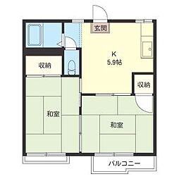 メゾン横田B棟 2Kの間取図画像