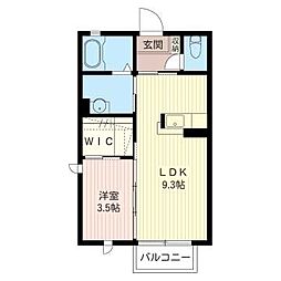 クレシア 1LDKの間取図画像