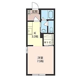 ベルヴィルC ワンルームの間取図画像