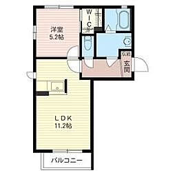 ルミエールB 1LDKの間取図画像
