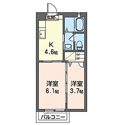 エンジェルB 2Kの間取図画像