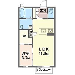 ノアール・エ・ブラン 1LDKの間取図画像