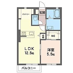 ウィスタリア・越路 1LDKの間取図画像