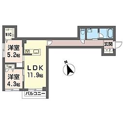 シャンテ ユーI 2LDKの間取図画像