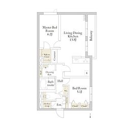 ホクレア府中 2LDKの間取図画像