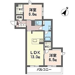 リアン ブルーム 2LDKの間取図画像