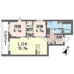 リアン ブルーム 2LDKの間取図画像