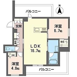 アンビエラ武蔵小杉 2LDKの間取図画像