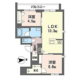 ル　アヴィオン 2階2LDKの間取り