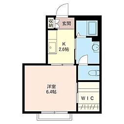 グランシードＫ 2階1Kの間取り