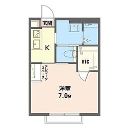 エクセリオン・Ｕ 2階1Kの間取り