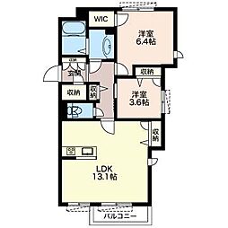 ラファール江戸川 2階2LDKの間取り