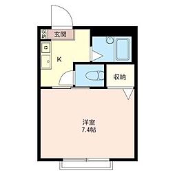 エクセリオン・Ｕ 1階1Kの間取り