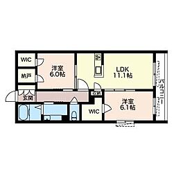 ヒルズセントリビエ 2LDKの間取図画像
