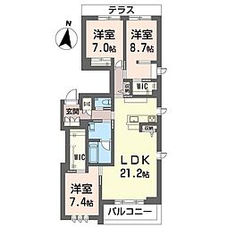 ベラフォレスタ 深沢 3LDKの間取図画像