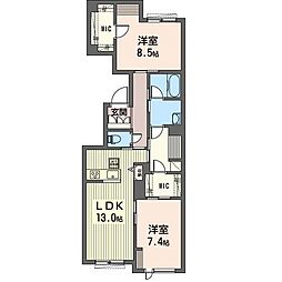 アマーブレ祐天寺 2LDKの間取図画像