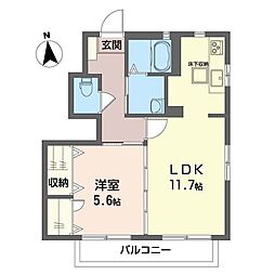 東山コートＡ 1階1LDKの間取り