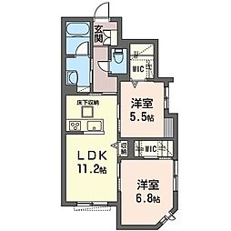 ベレオ　常盤台 1階2LDKの間取り