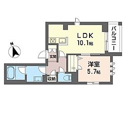 レフィシア　トレジャー 3階1LDKの間取り