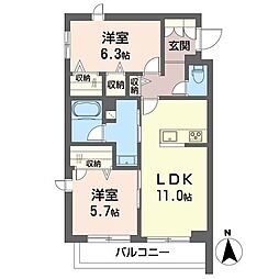 (仮称)板橋区桜川2丁目シャーメゾン 2LDKの間取図画像