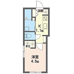 メイプルハウス 1Kの間取図画像