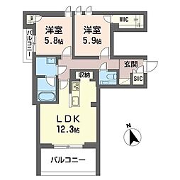 ベルクレール 2LDKの間取図画像