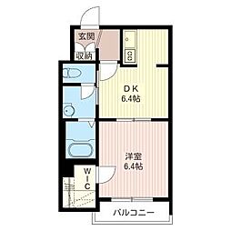 プライムガーデン 1DKの間取図画像