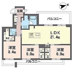 ベルシエル 3LDKの間取図画像