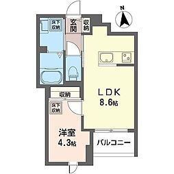 ロータス下北沢 1LDKの間取図画像