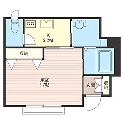 ガーデンコートハナ 1Kの間取図画像