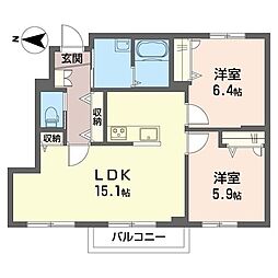 グラーティア 2LDKの間取図画像