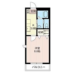 グランディール 1Kの間取図画像