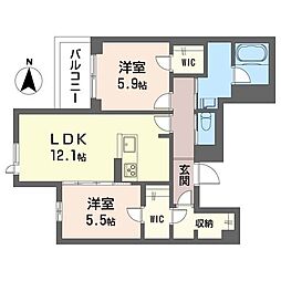 レオナール 2LDKの間取図画像