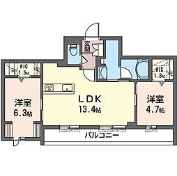 シャーメゾン・ヒル 2LDKの間取図画像
