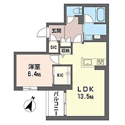 ソプラ　クリザンテーモ 00201 2階1LDKの間取り