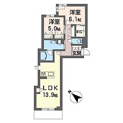 クアドリフォリオ浦和美園 2LDKの間取図画像