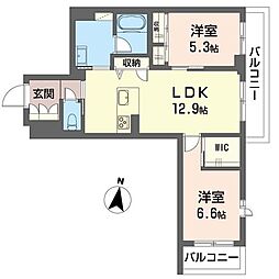 ラヴィエール浦和元町 2LDKの間取図画像