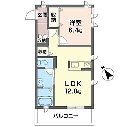ビューサントル 1LDKの間取図画像