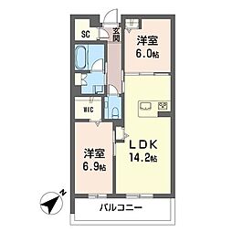 WithPlus浦和美園EastB 2LDKの間取図画像