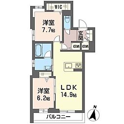 リン 2LDKの間取図画像