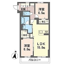 リン 2LDKの間取図画像