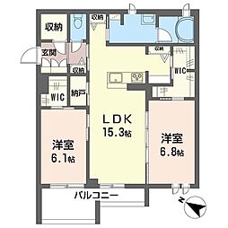 シャーメゾンアリスト 2LDKの間取図画像