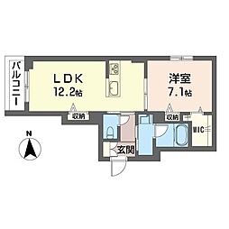 ルトリコ馬場先通り 1LDKの間取図画像