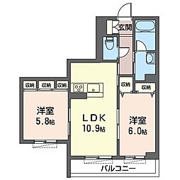 アルカディア美園 2LDKの間取図画像