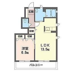 コスモスＢ 1階1LDKの間取り