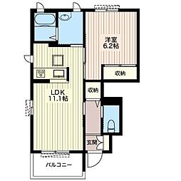 シャーメゾン八幡B 1LDKの間取図画像