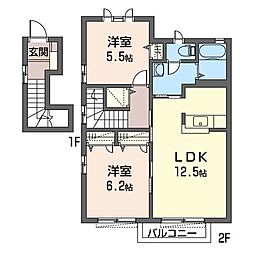 パークハイム2 2LDKの間取図画像